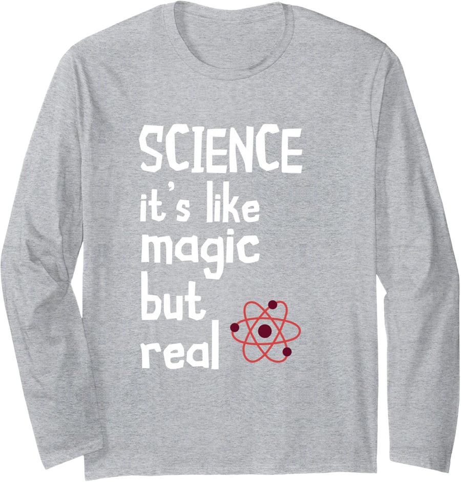 Scientist Science is Like Magic Particle Science Teacher Long Sleeve T-Shirt - Adult Unisex Heather Grey