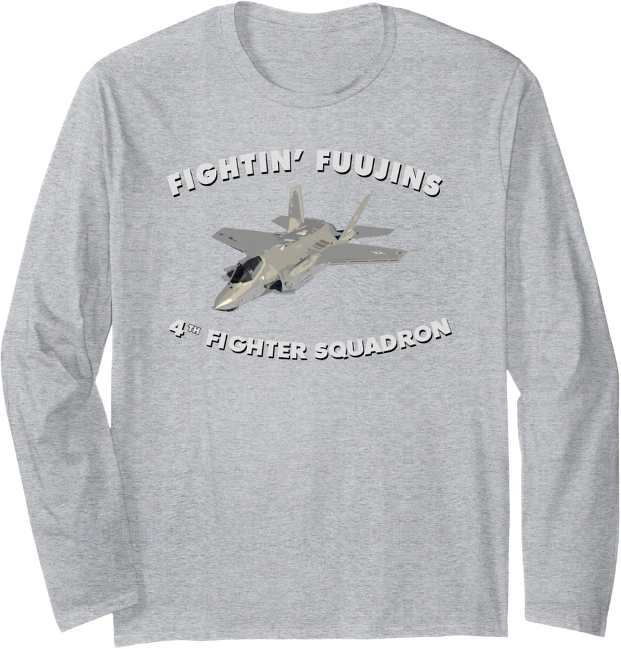 4th Fighter Squadron F22 Hill AFB Long Sleeve T-Shirt - Adult Unisex Heather Grey