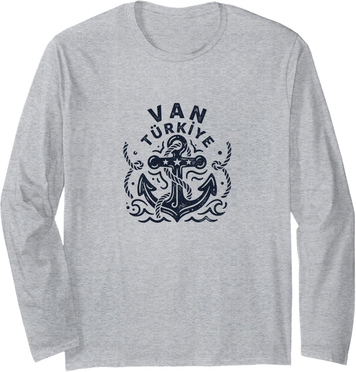 Van Turkey Cute Nautical Boat Anchor Long Sleeve T-Shirt - Adult Unisex Heather Grey