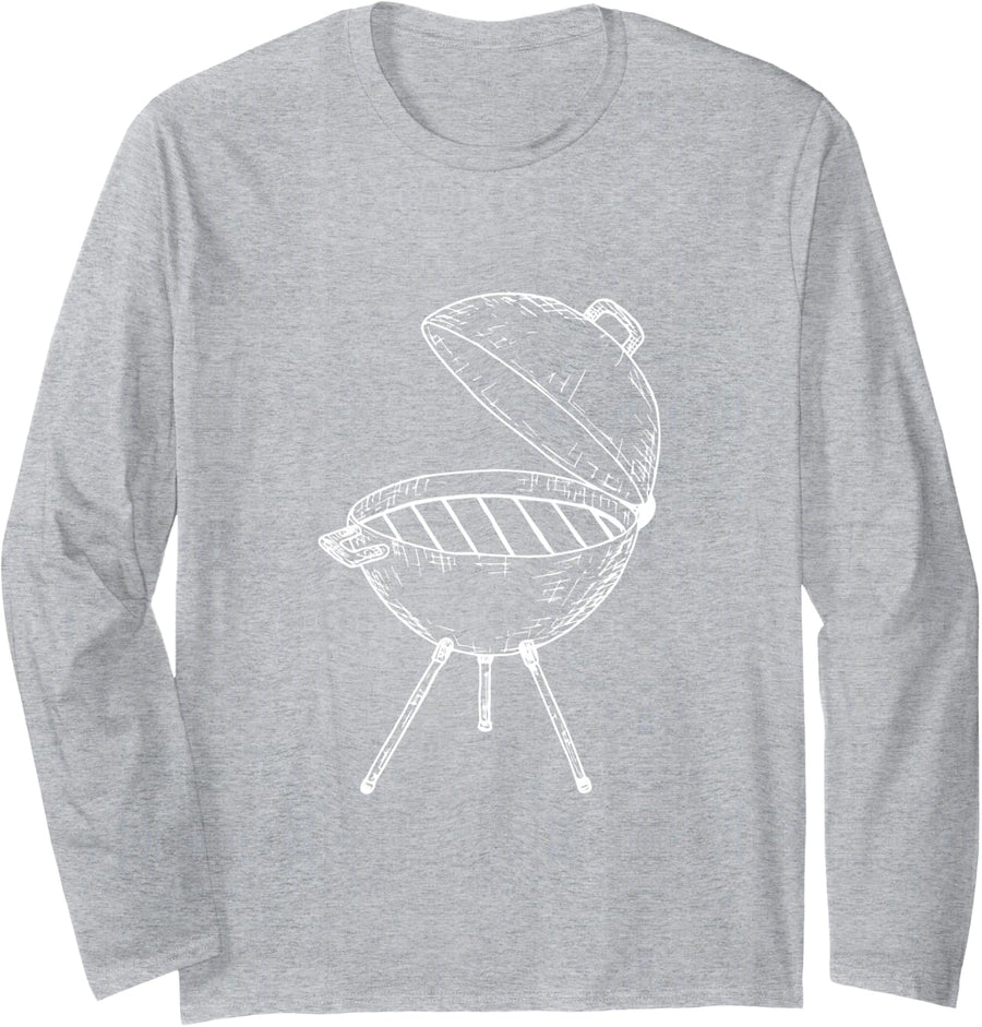 BBQ Grilling Master Barbeque Outdoor Grill Season Smoke Long Sleeve T-Shirt - Adult Unisex Heather Grey