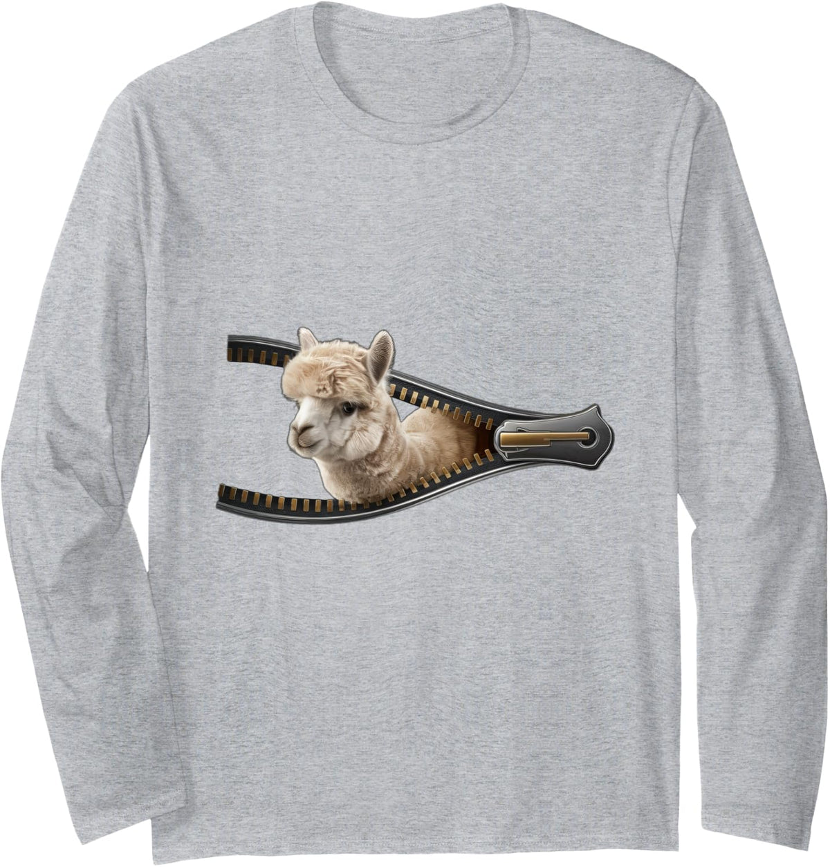 Alpaca Long Sleeve T-Shirt - Adult Unisex Heather Grey