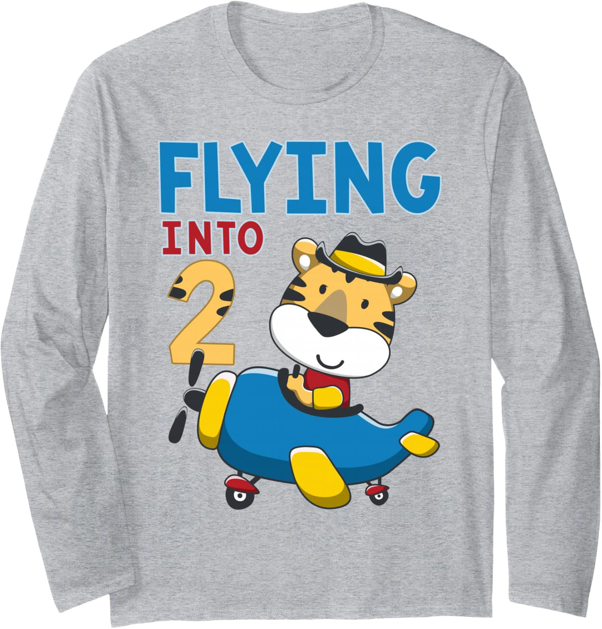 Pilot 2nd Birthday Airplane Party Aviator Flight Officer Long Sleeve T-Shirt - Adult Unisex Heather Grey