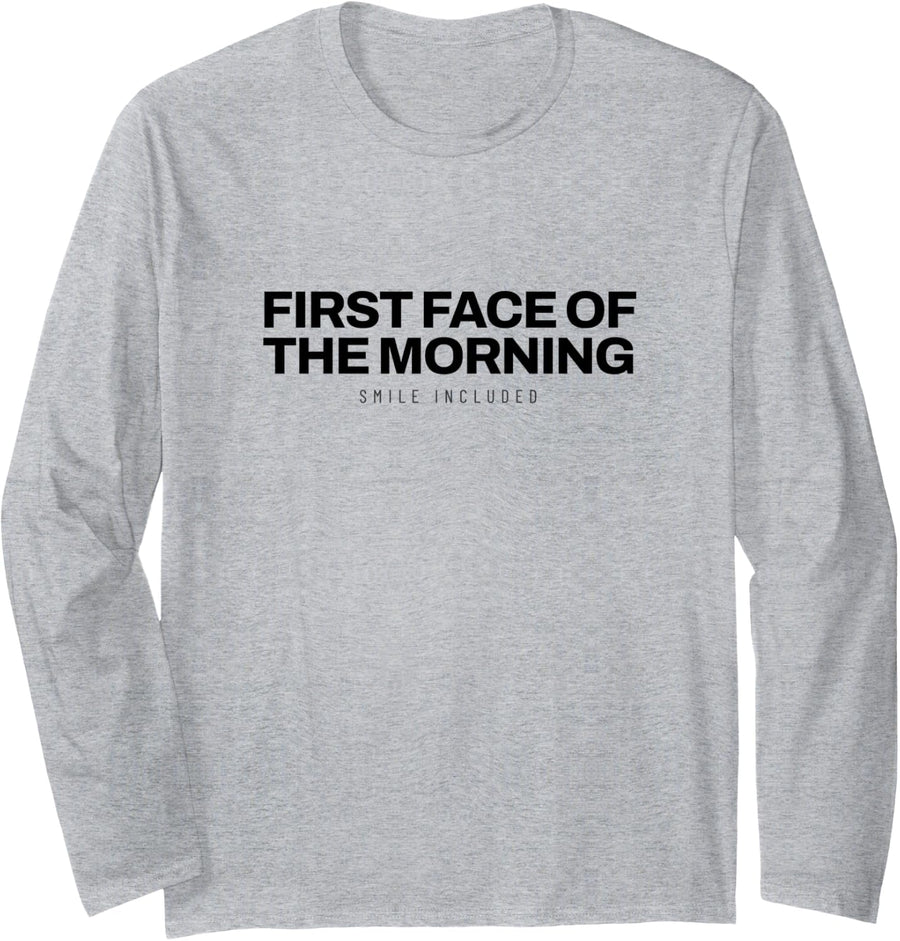 School Bus Driver - First Face of The Morning - Bus Driver Long Sleeve T-Shirt - Adult Unisex Heather Grey