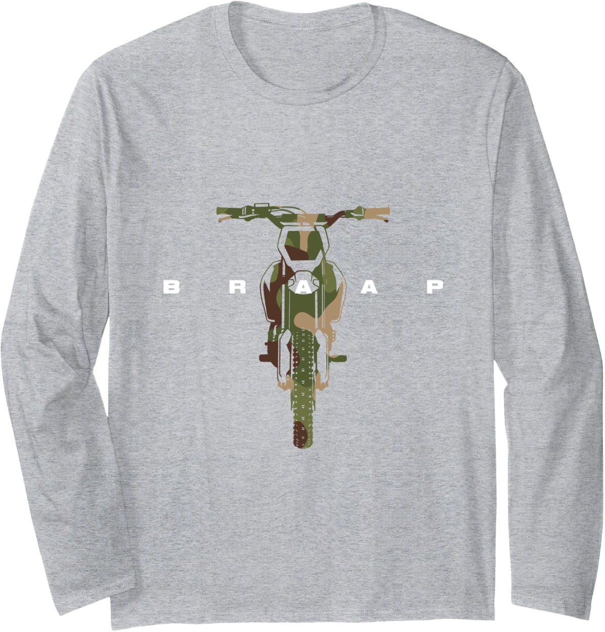 Dirt Bike Motocross Long Sleeve T-Shirt - Adult Unisex Heather Grey