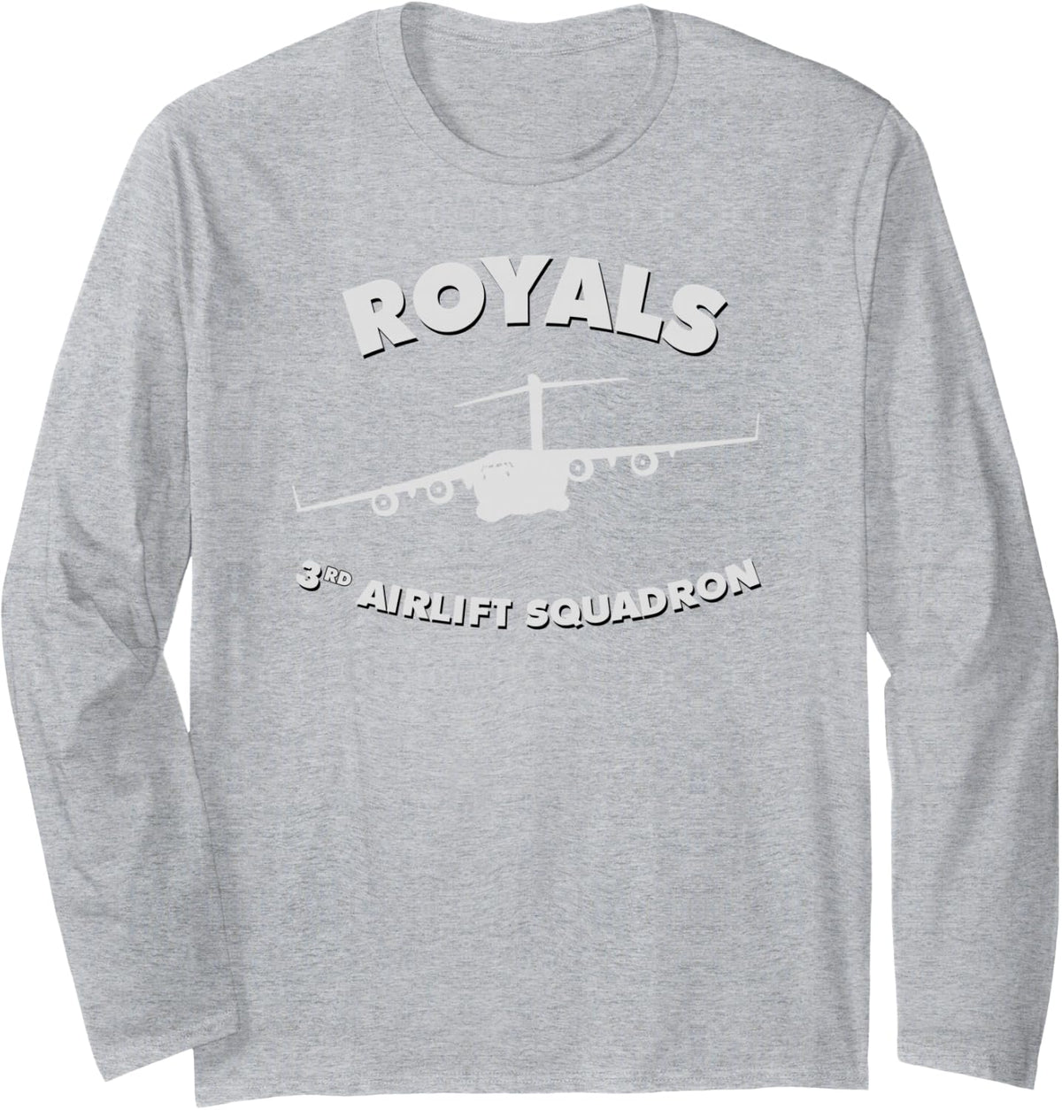 3rd Airlift Squadron Royals C-17 Airplane Long Sleeve T-Shirt - Adult Unisex Heather Grey