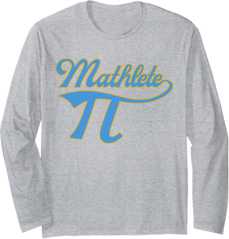 Funny Nerdy Mathlete Pi Day Baseball Math Teacher Student Long Sleeve T-Shirt - Adult Unisex Heather Grey