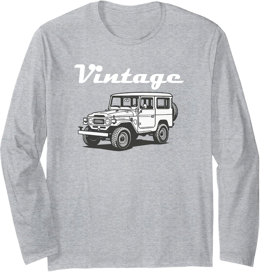 Overlanding Adventures Vintage 4x4 Long Sleeve T-Shirt - Adult Unisex Heather Grey