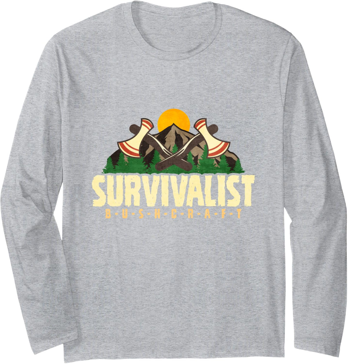 Survivalist Long Sleeve T-Shirt - Adult Unisex Heather Grey