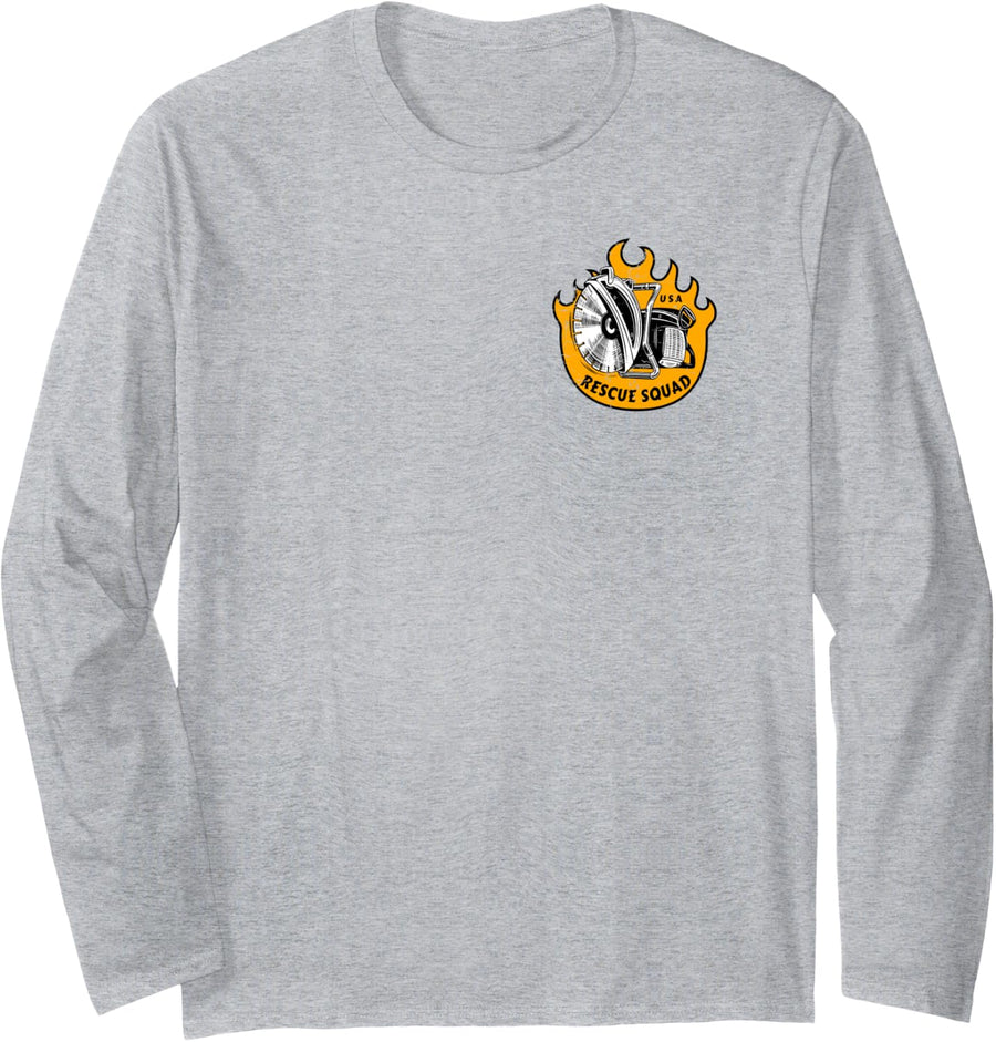 Firefighter Rescue Squad - Fireman Uniform 2 Sided Print Long Sleeve T-Shirt - Adult Unisex Heather Grey