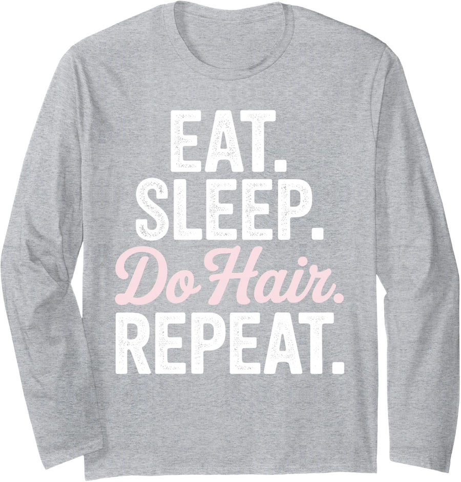 Funny Hairstylist Art for Men Women Barber Hairdresser Long Sleeve T-Shirt - Adult Unisex Heather Grey