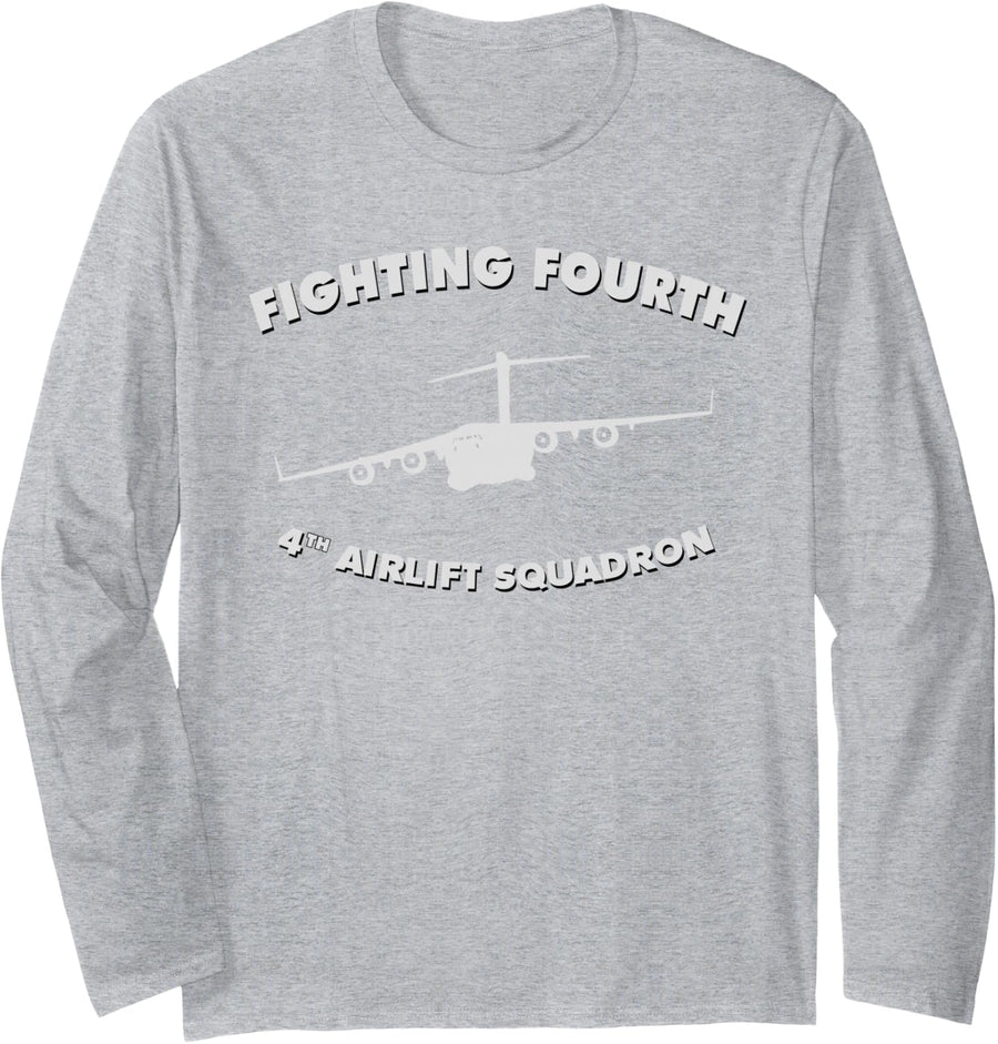 4th Airlift Squadron C-17 Aircraft McChord AFB JBLM Long Sleeve T-Shirt - Adult Unisex Heather Grey