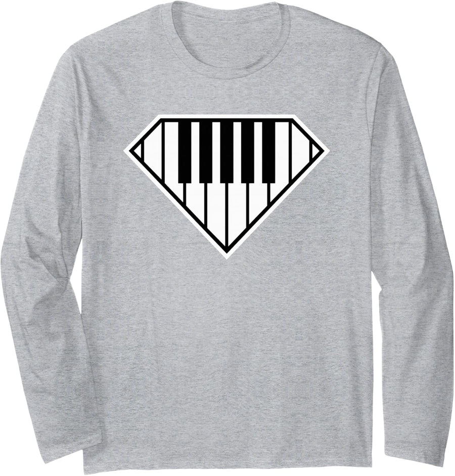 Minimal Piano Icon in Minimalist for Musicians Long Sleeve T-Shirt - Adult Unisex Heather Grey
