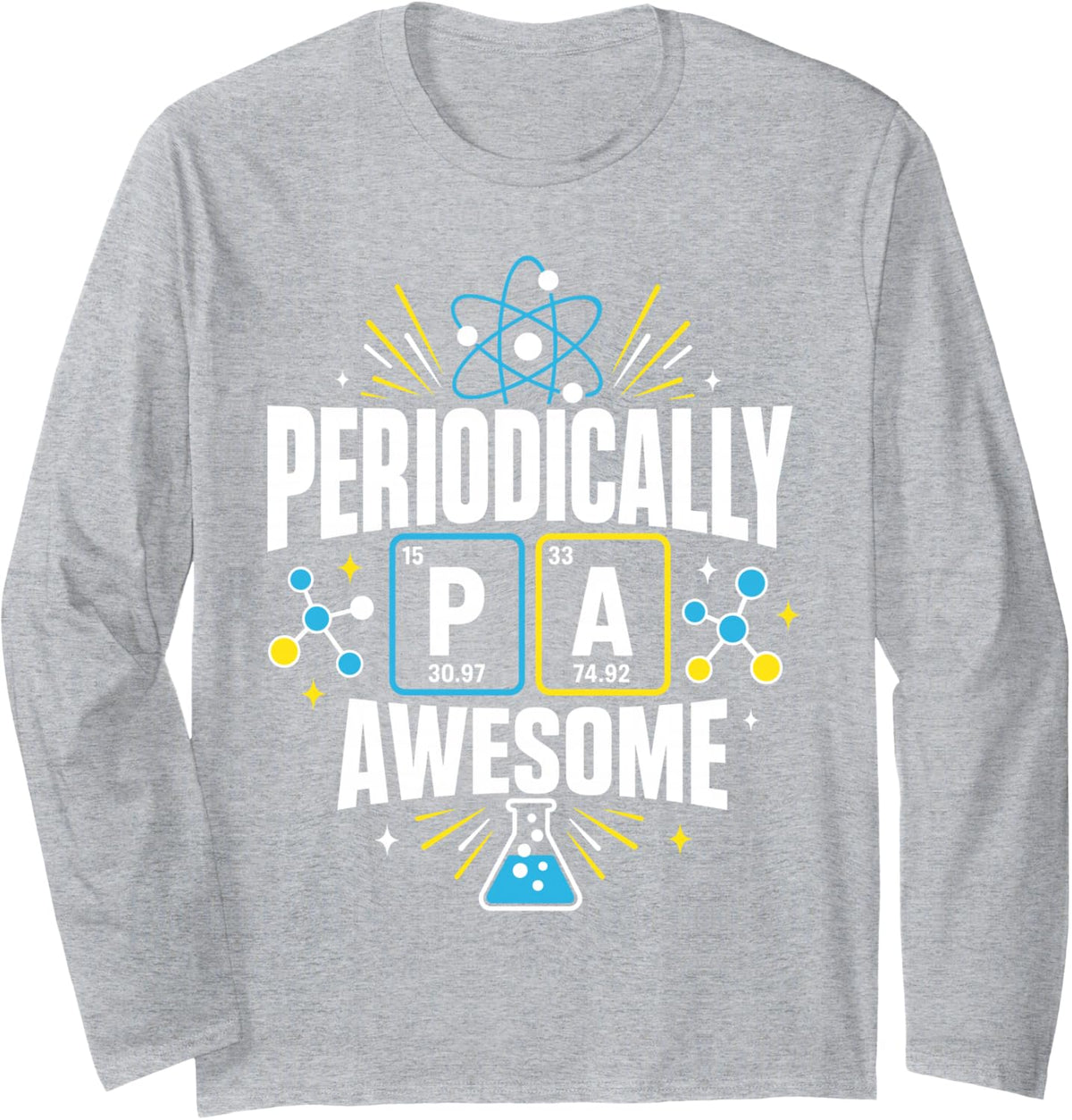 Science Atom Laboratory Physics Teacher Student Long Sleeve T-Shirt - Adult Unisex Heather Grey