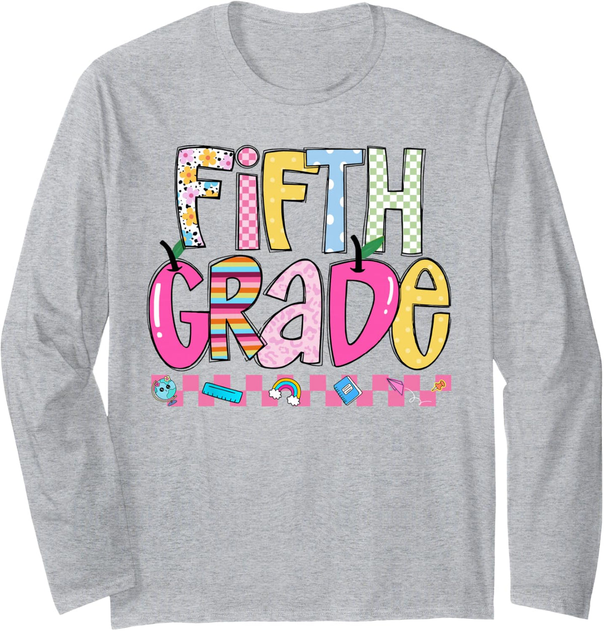Fifth Grade First Day of School 5th Grade Teacher Kid Long Sleeve T-Shirt - Adult Unisex Heather Grey