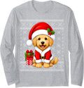 Goldendoodle Dog Christmas Santa Costume Ugly Sweaters Xmas Long Sleeve T-Shirt - Adult Unisex Heather Grey