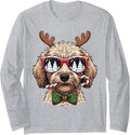 Goldendoodle Christmas Reindeer Holiday Dog Lover Xmas Long Sleeve T-Shirt - Adult Unisex Heather Grey