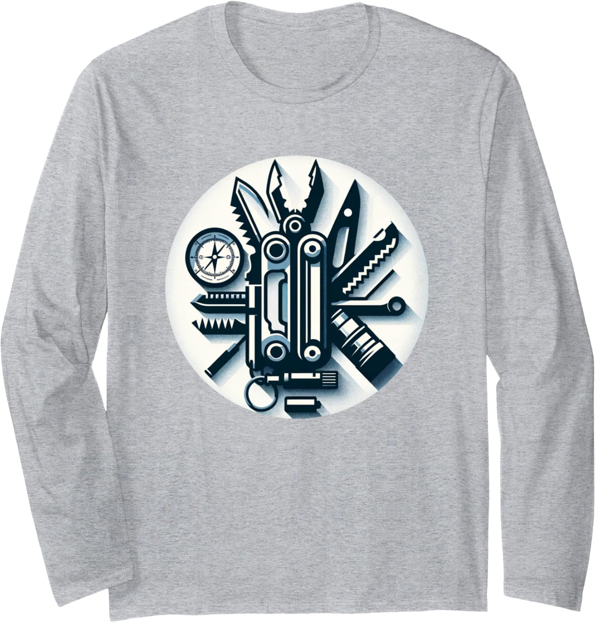 Prepper Survival Long Sleeve T-Shirt - Adult Unisex Heather Grey