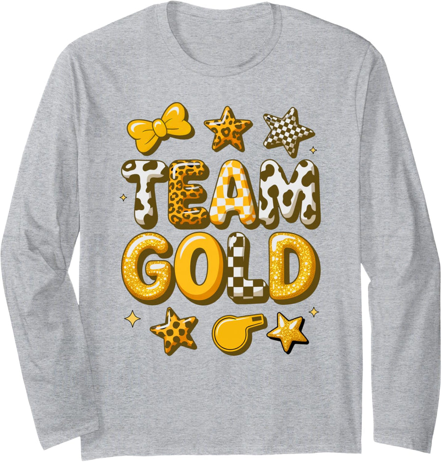 Bruh Team Gold High School Football Sports Cheer Vibes Only Long Sleeve T-Shirt - Adult Unisex Heather Grey