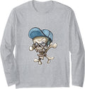 Skull Cap Punk Skater Long Sleeve T-Shirt - Adult Unisex Heather Grey