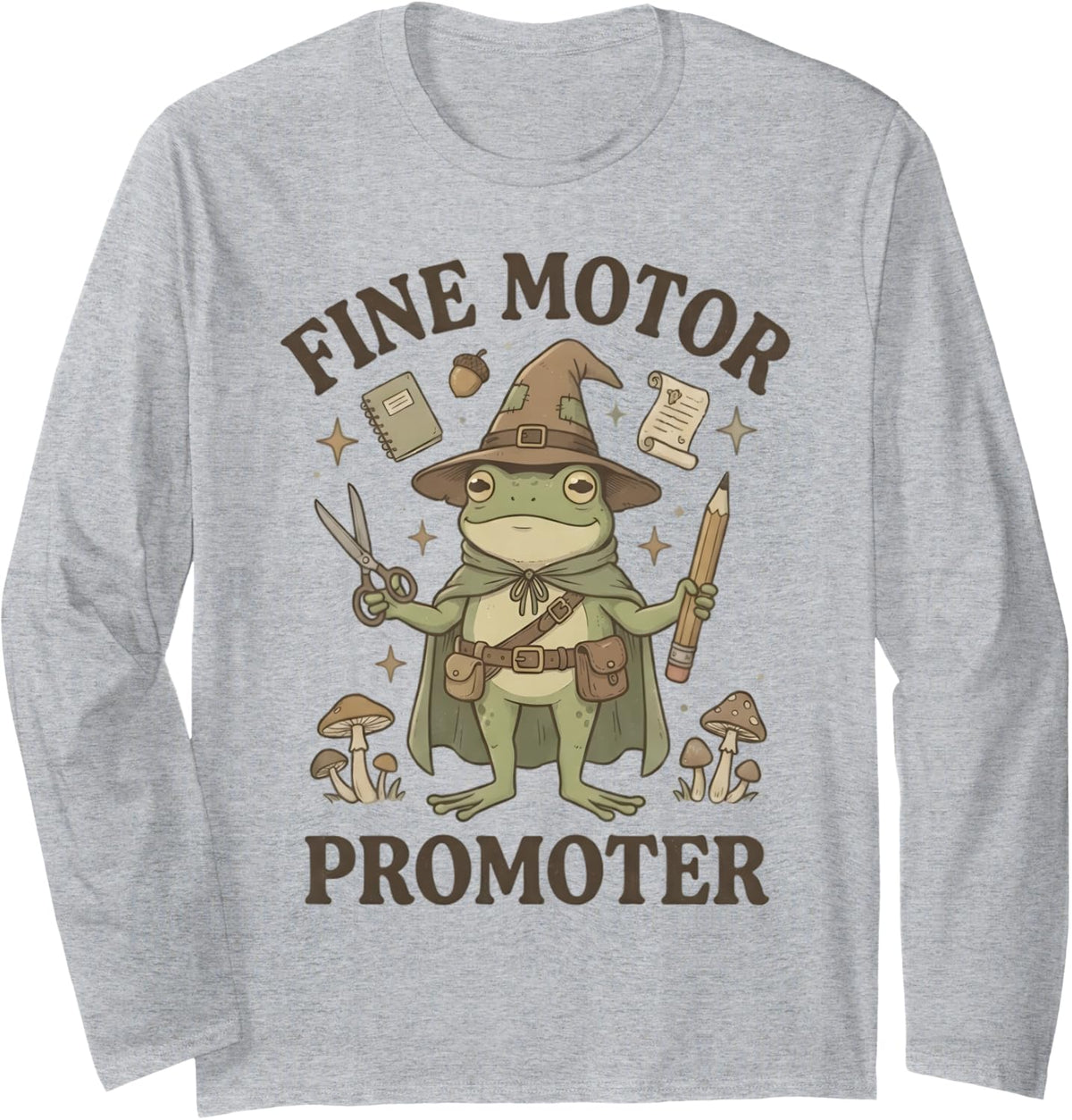 Fine Motor Promoter Occupational Therapist SPED Teacher Frog Long Sleeve T-Shirt - Adult Unisex Heather Grey