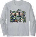 Football Mom Squad Cute Hedgehog Game Day Cheer Blue Green Long Sleeve T-Shirt - Adult Unisex Heather Grey