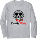 Dog Doodle Mom - Goldendoodle Mom Doodle Dog Owner Design Long Sleeve T-Shirt - Adult Unisex Heather Grey