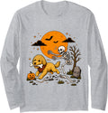 Halloween Dog Skeleton Funny Goldendoodle Men Women Long Sleeve T-Shirt - Adult Unisex Heather Grey