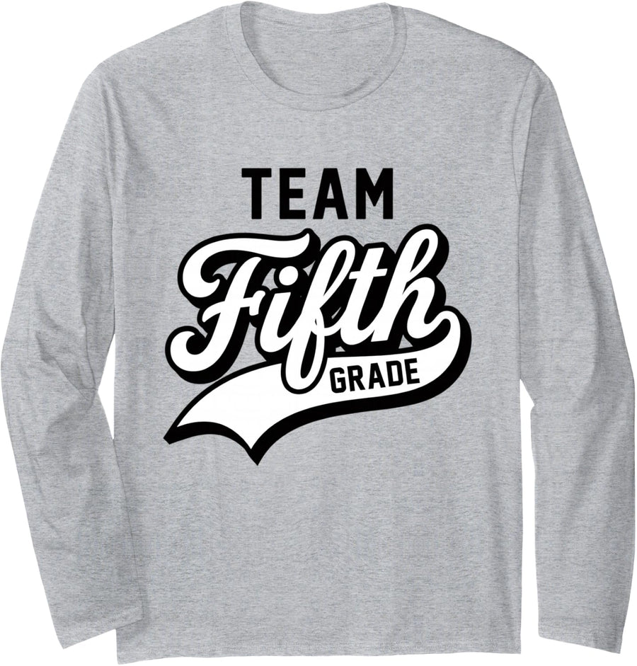 Team Fifth Grade Back to School Baseball Teacher Long Sleeve T-Shirt - Adult Unisex Heather Grey