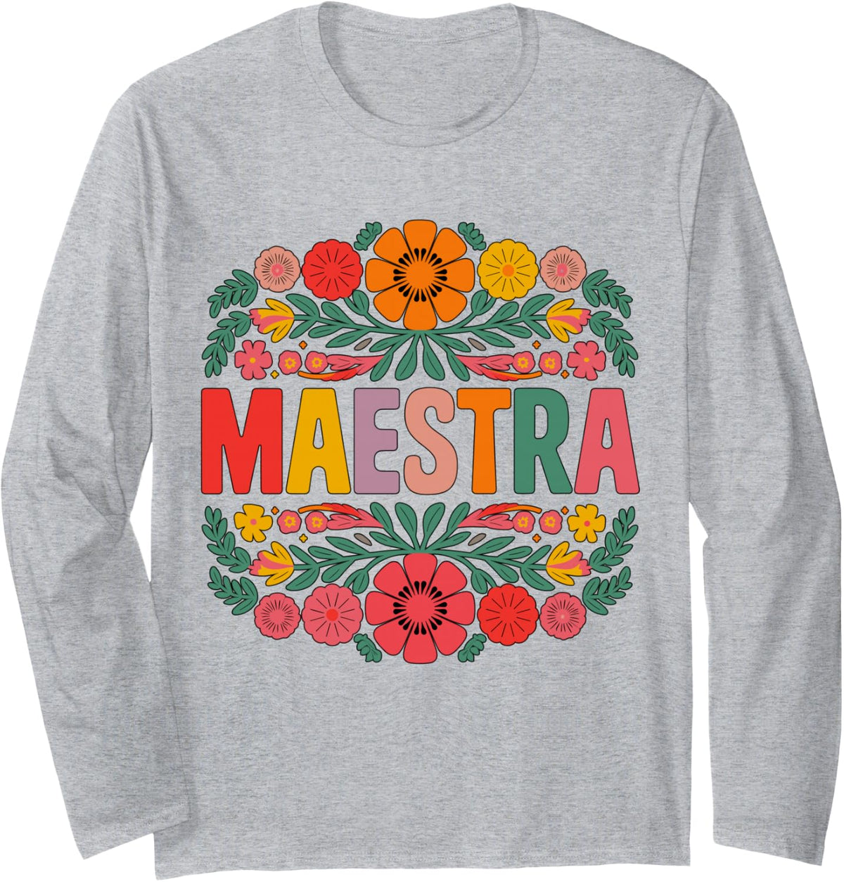 Maestra Spanish Teacher Bilingual Long Sleeve T-Shirt - Adult Unisex Heather Grey