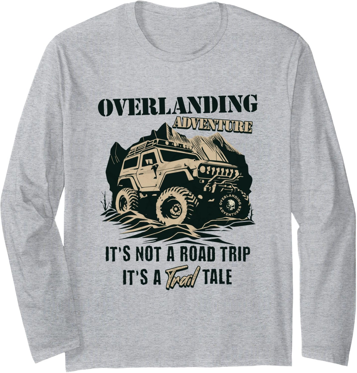Vintage Overlanding Truck Camping Off-Road Adventures Long Sleeve T-Shirt - Adult Unisex Heather Grey