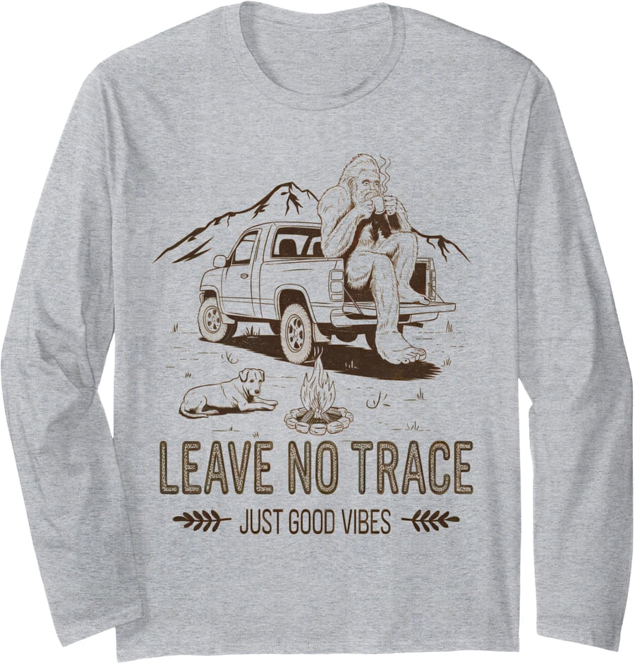 Leave no trace just good vibes camping overlanding Long Sleeve T-Shirt - Adult Unisex Heather Grey