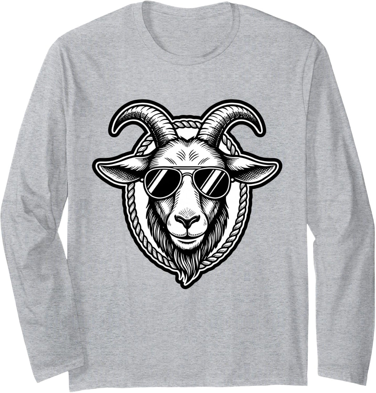 Cool Goat Sunglasses Farm Animal Goat Lover Long Sleeve T-Shirt - Adult Unisex Heather Grey