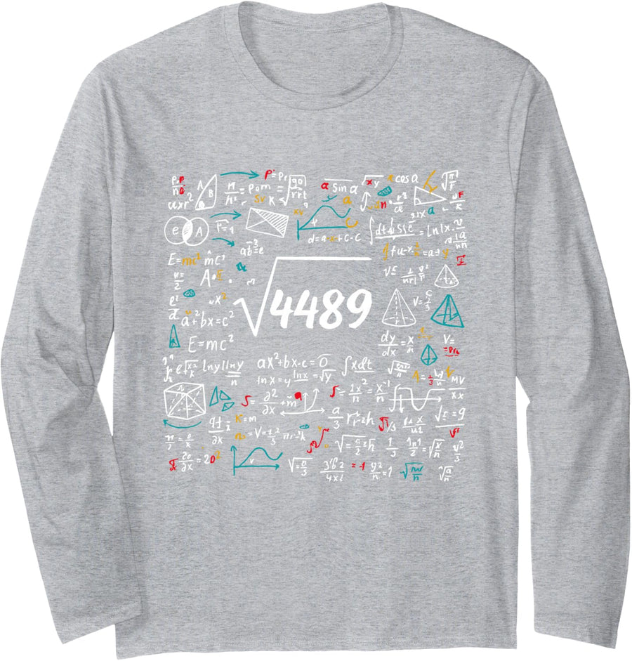 67 Meme Square Root 4489 Slang Math Teacher Long Sleeve T-Shirt - Adult Unisex Heather Grey