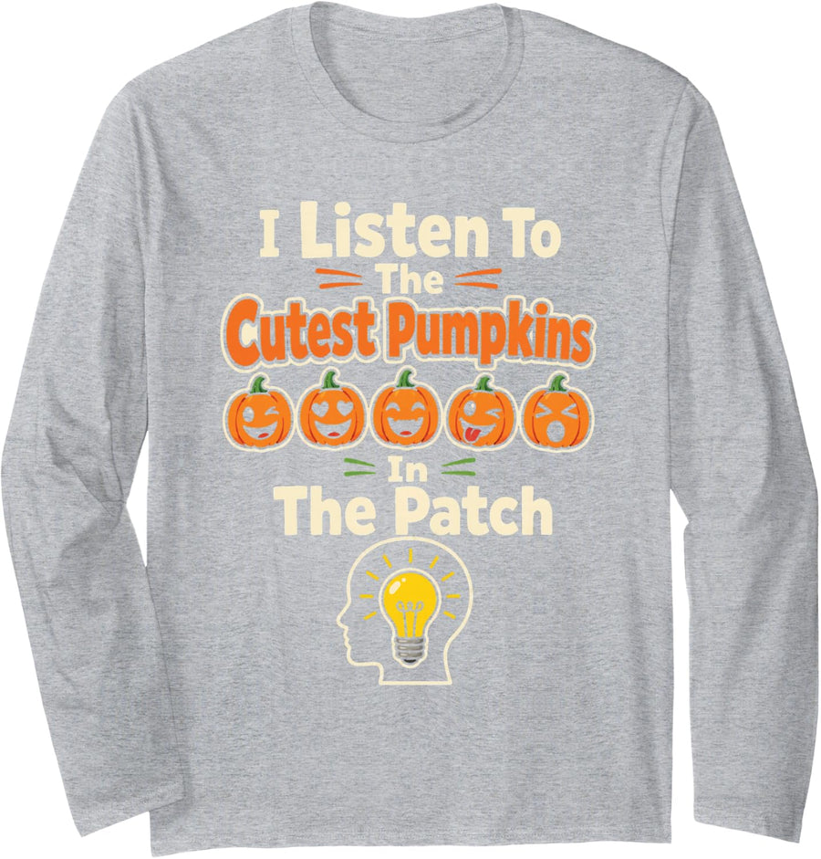 School Psychologist I Listen to The Cutest Pumpkins Long Sleeve T-Shirt - Adult Unisex Heather Grey