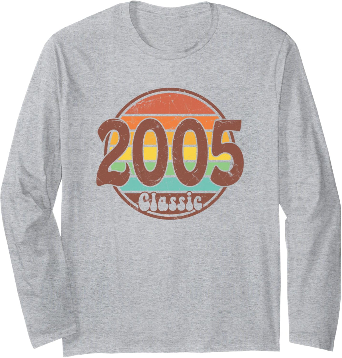 Born in 2005 Birthday, Simple Classic Born in 2005 Birthday Long Sleeve T-Shirt - Adult Unisex Heather Grey