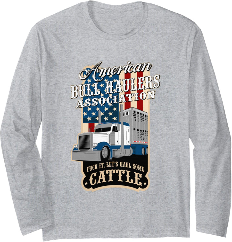 American Bull Haulers Assoc. Cattle Long Sleeve T-Shirt - Adult Unisex Heather Grey
