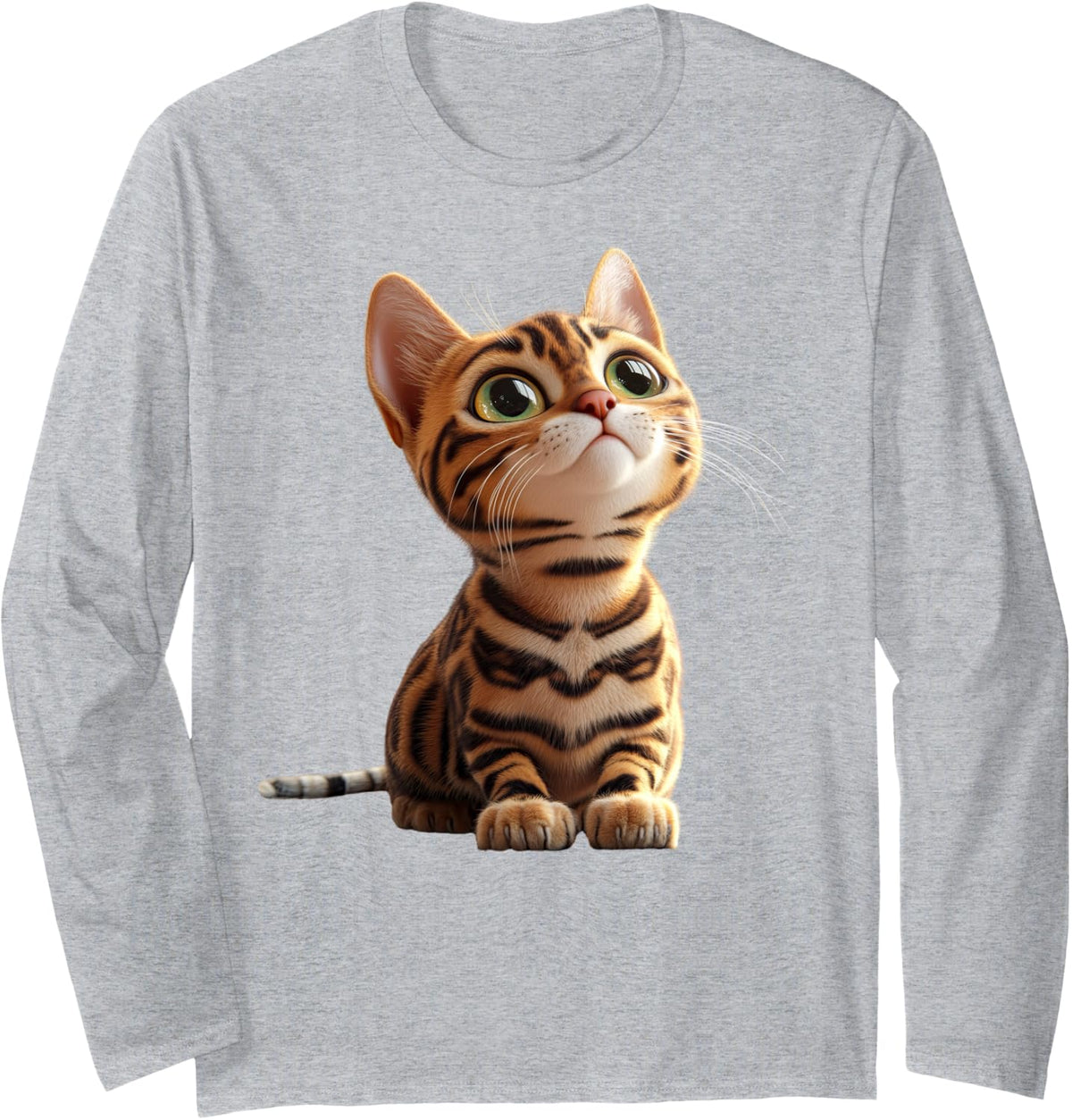 Bengal Cat Leopard Cats Leopardette Cute Wild Bengal Cats Long Sleeve T-Shirt - Adult Unisex Heather Grey