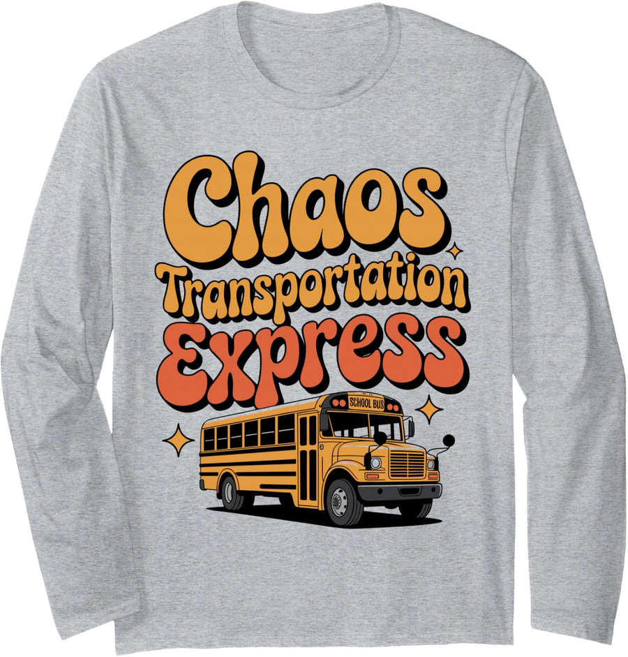 School Bus Driver Long Sleeve T-Shirt - Adult Unisex Heather Grey