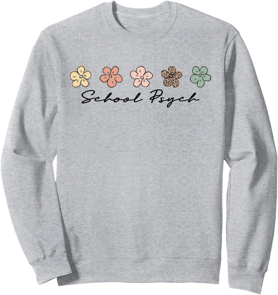 School Psych teacher cute leopard School Psychologist Sweatshirt - Adult Unisex Heather Grey