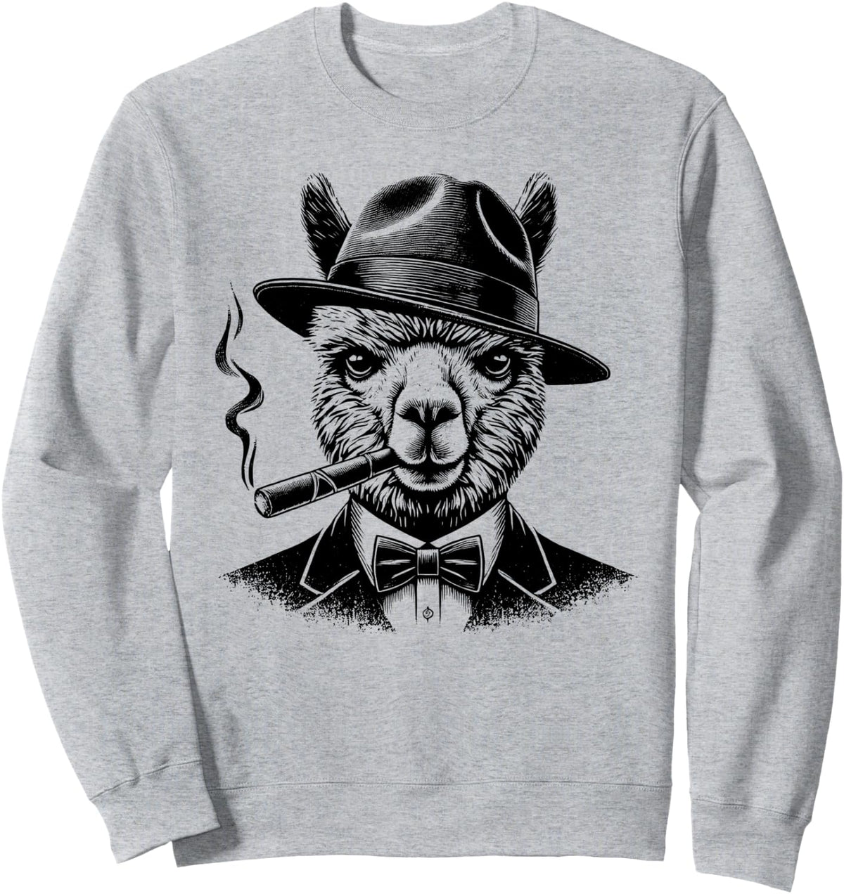 Alpaca Wearing Suit Sweatshirt - Adult Unisex Heather Grey