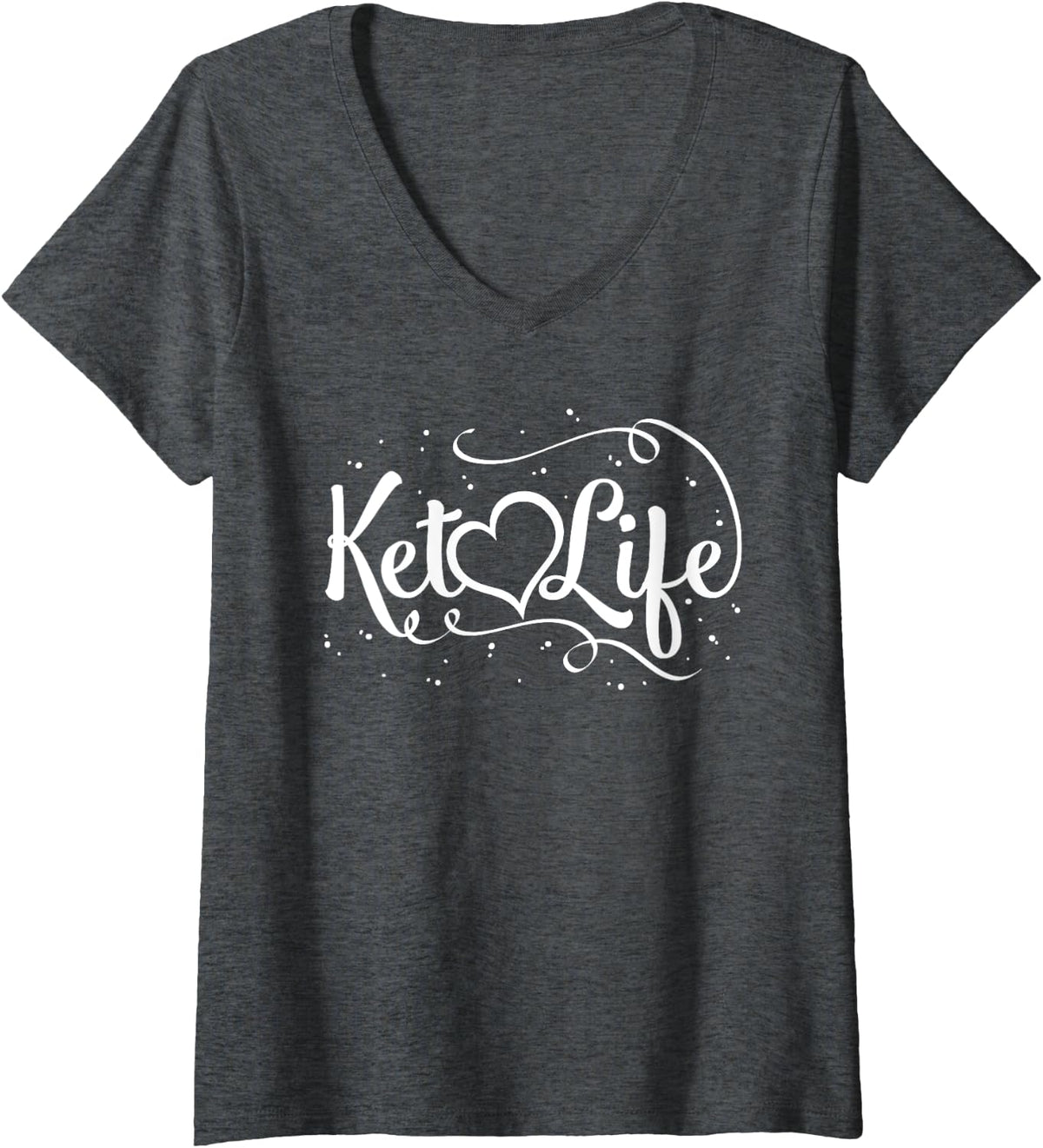 Womens Funny Keto Shirt Ketones Fitness Ketogenic Ketosis Diet V-Neck T-Shirt - Dark Heather Grey