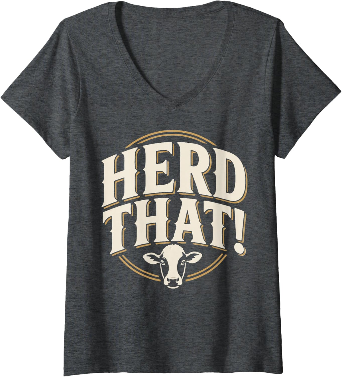 Women's Dairy Farmer Funny Cow Farming Agriculture V-Neck T-Shirt - Dark Heather Grey
