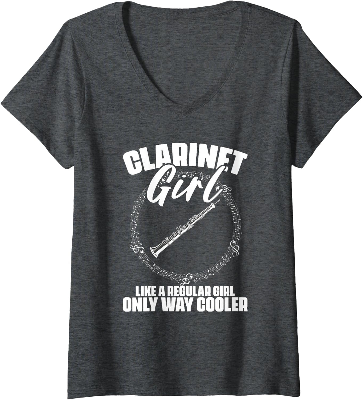 Women's Funny Clarinet Player Definition Marching Band Geek Musicia V-Neck T-Shirt - Dark Heather Grey