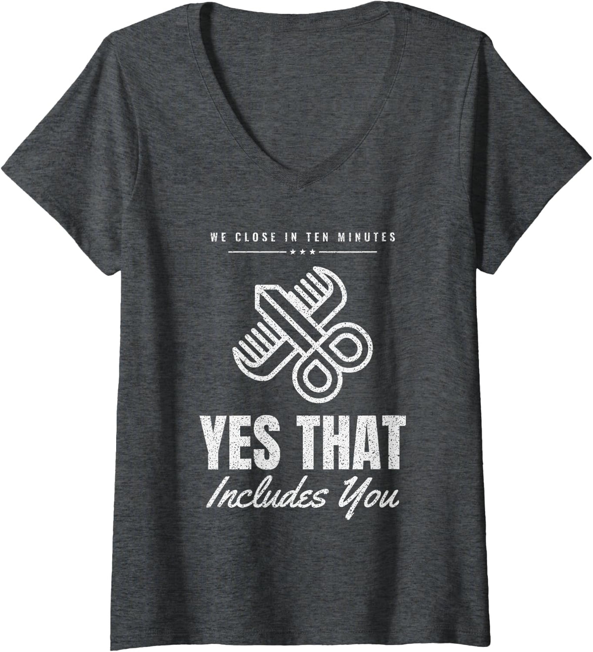 Women's Hairdresser Walk in Hair Stylist Barber Hairdresser V-Neck T-Shirt - Dark Heather Grey