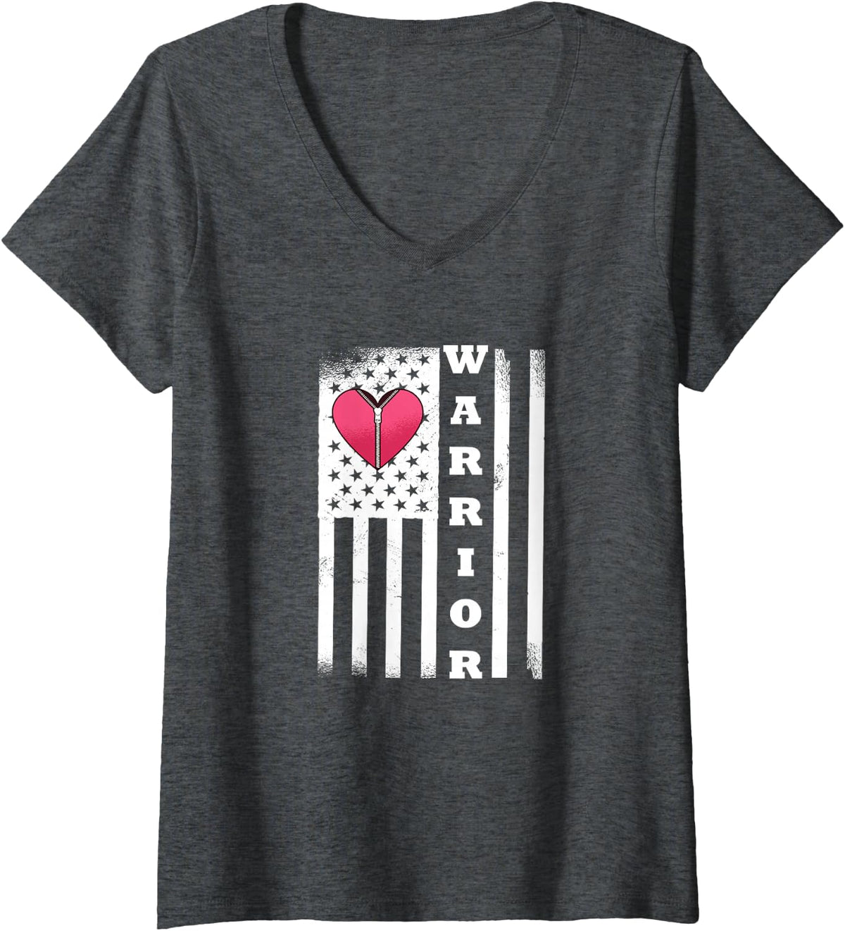 Women's Open Heart Surgery Warrior for Heart Patients Survivor V-Neck T-Shirt - Dark Heather Grey