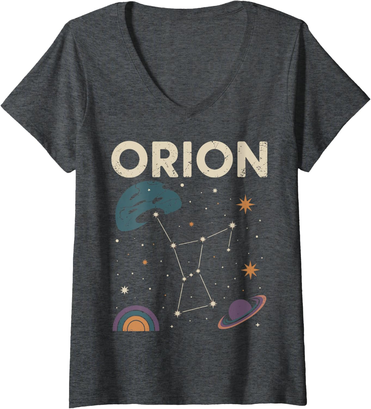 Women's Orion Constellation Astronomy Lover Stargazing Gift V-Neck T-Shirt - Dark Heather Grey