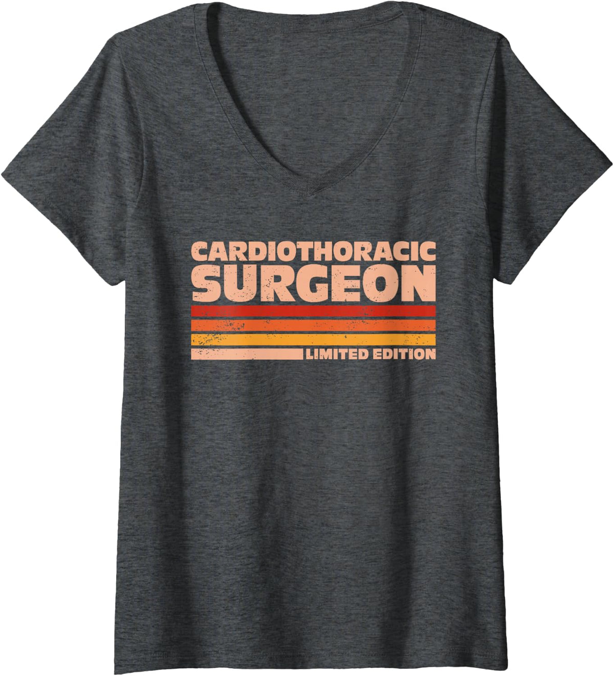 Women's Cardiothoracic Surgeon Retro Sunrise V-Neck T-Shirt - Dark Heather Grey