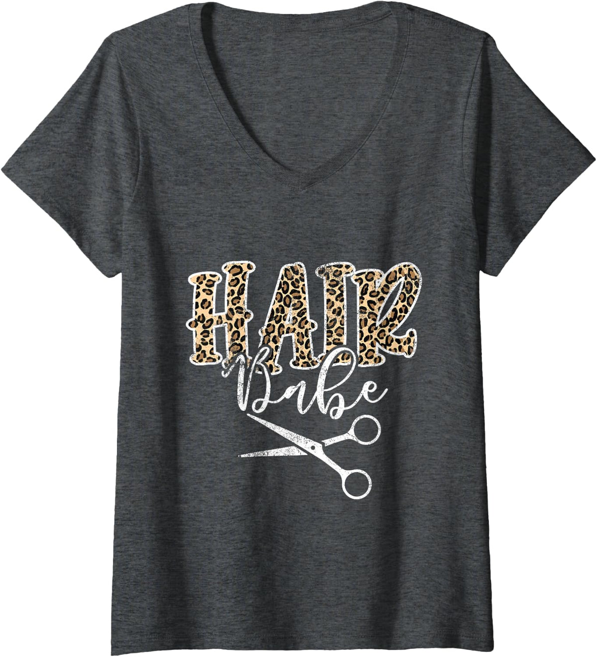 Women's Vintage Hair Babe Hair Stylist Hairdresser Hairstylist V-Neck T-Shirt - Dark Heather Grey