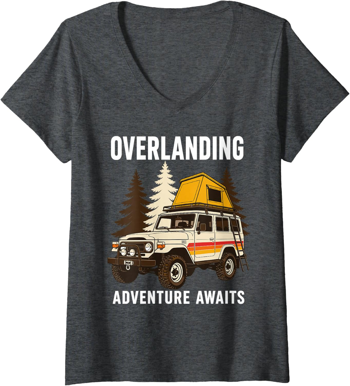 Women's Overlanding Art for Men Women Kids 4x4 Off-Road Overlanding V-Neck T-Shirt - Dark Heather Grey