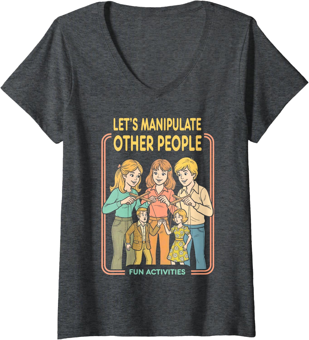 Women's Let's Manipulate Other People Funny Psychology Book Cover V-Neck T-Shirt - Dark Heather Grey